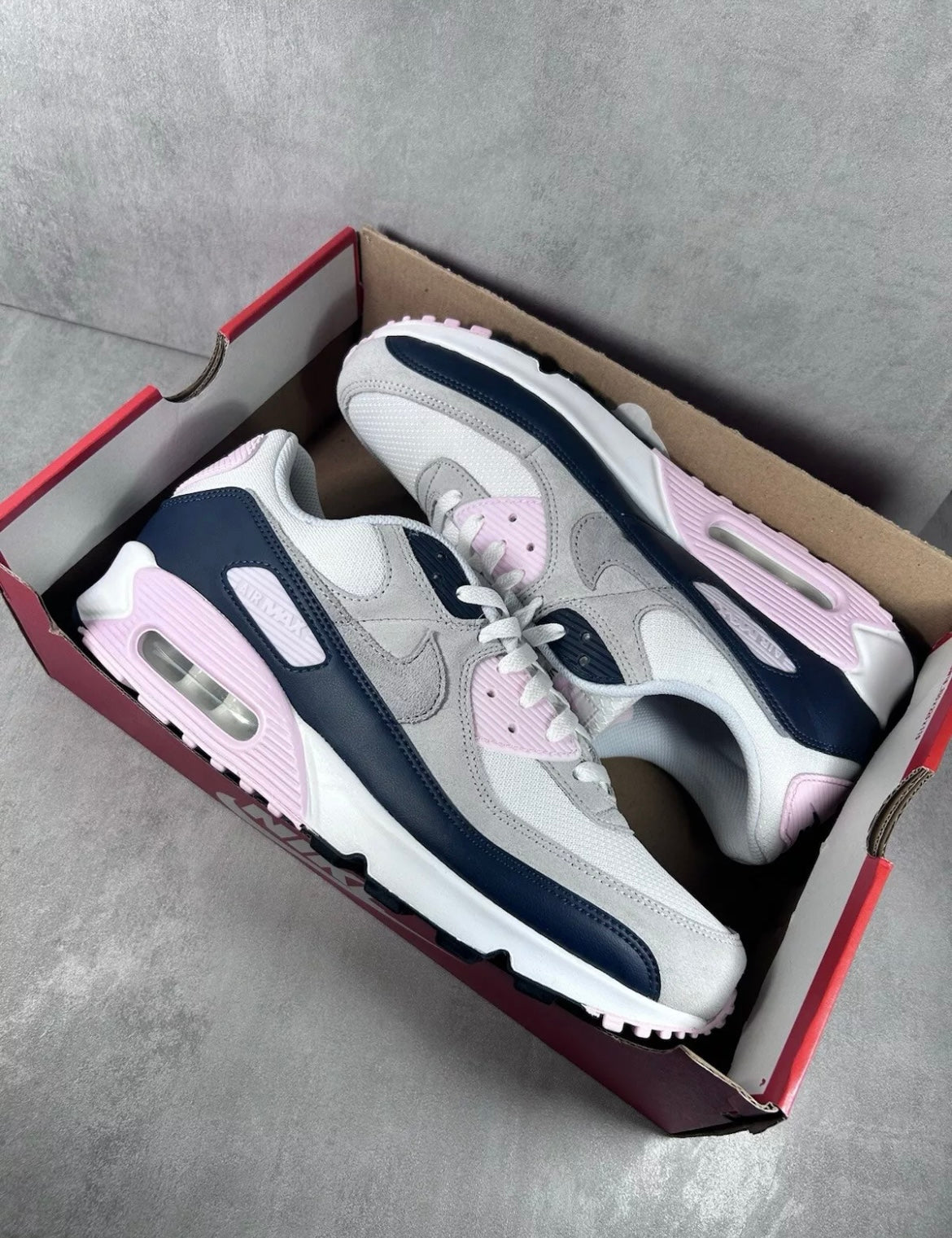 Nike Air Max 90 | Pink Foam Navy | Size UK 10.5
