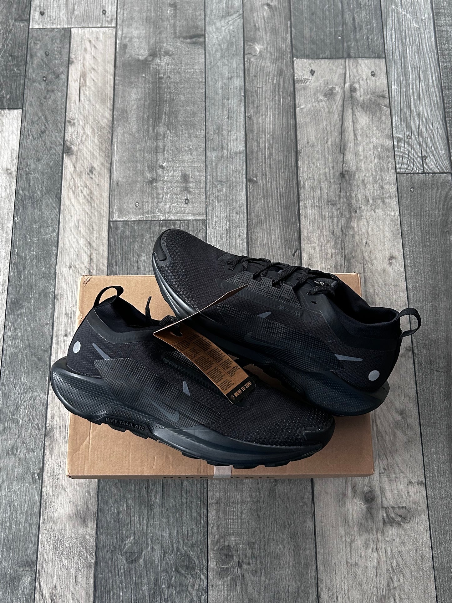 Nike Pegasus Trail 5 GTX Triple Black Waterproof Trail Shoes - UK 9