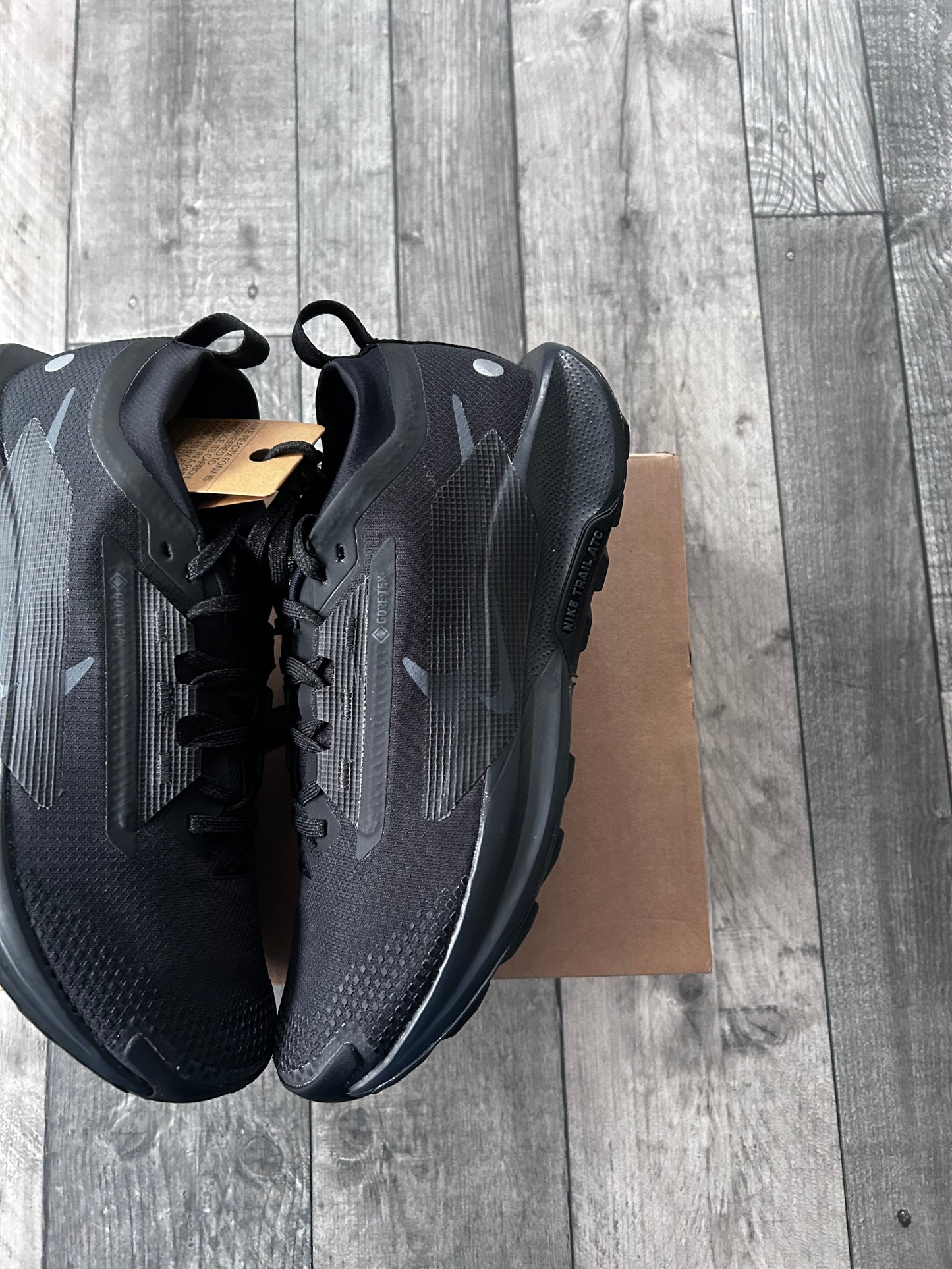 Nike Pegasus Trail 5 GTX Triple Black Waterproof Trail Shoes - UK 9