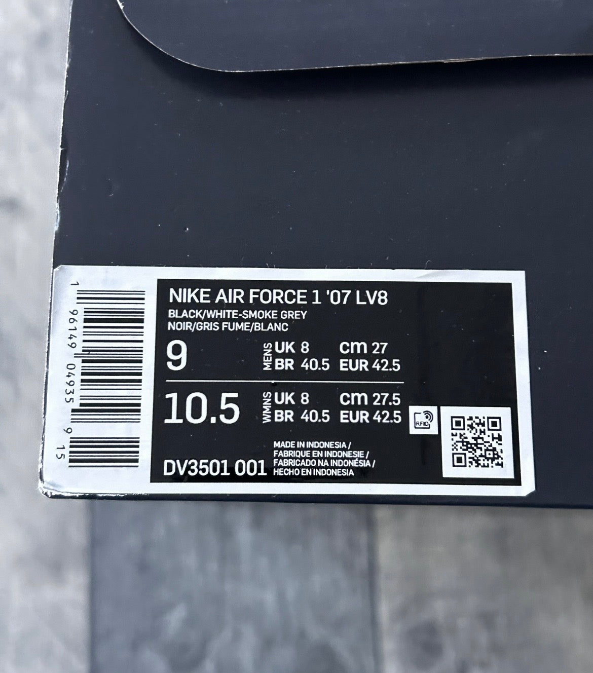 Nike Air Force 1 ‘07 LV8 Black Smoke Grey Trainers